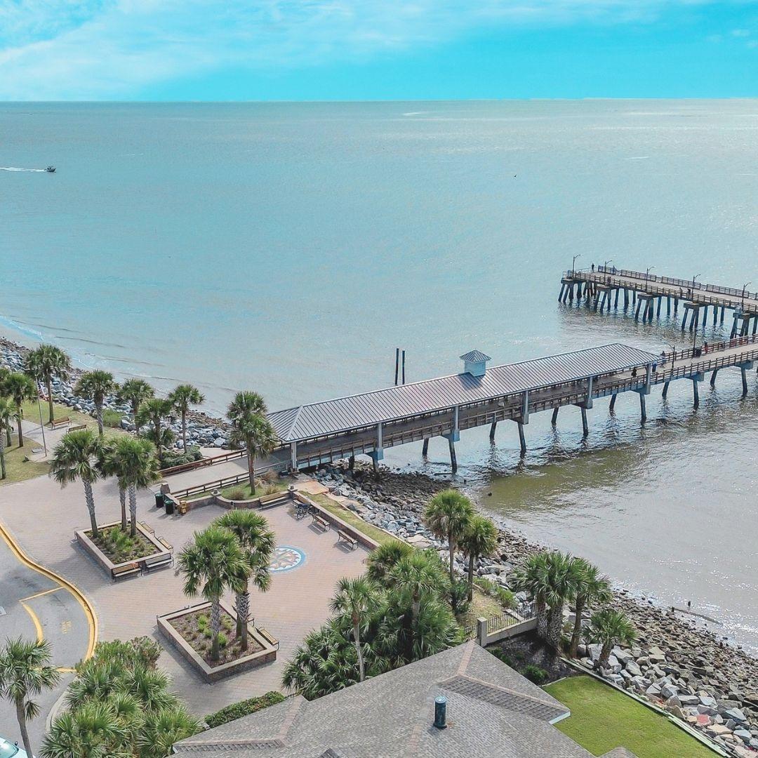 aerial view of the pier